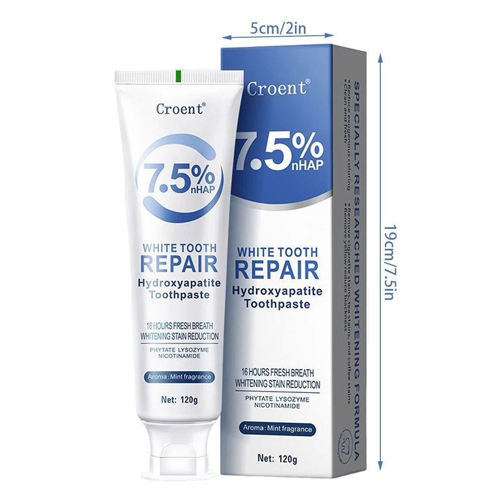 Hydroxyapatite Whitening Toothpaste – Plaque & Stain Removal, Gum Protection & Fresh Breath, 120g