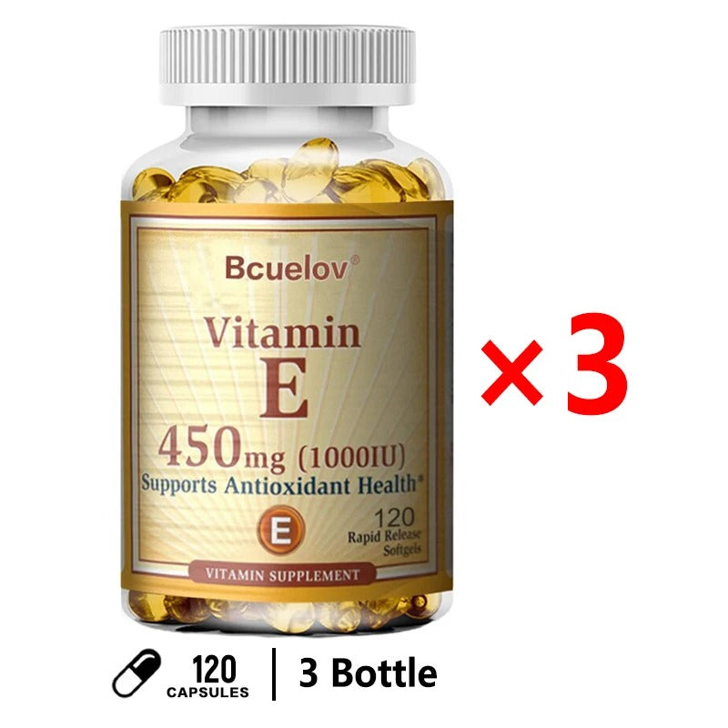 Bcuelov Vitamin E 1000 IU (450 mg) – Skin, Hair & Immune Health Support with Antioxidant Benefits