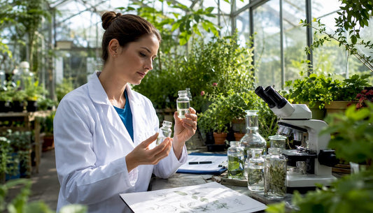 Scientist examining mitochondrial supplements in lab