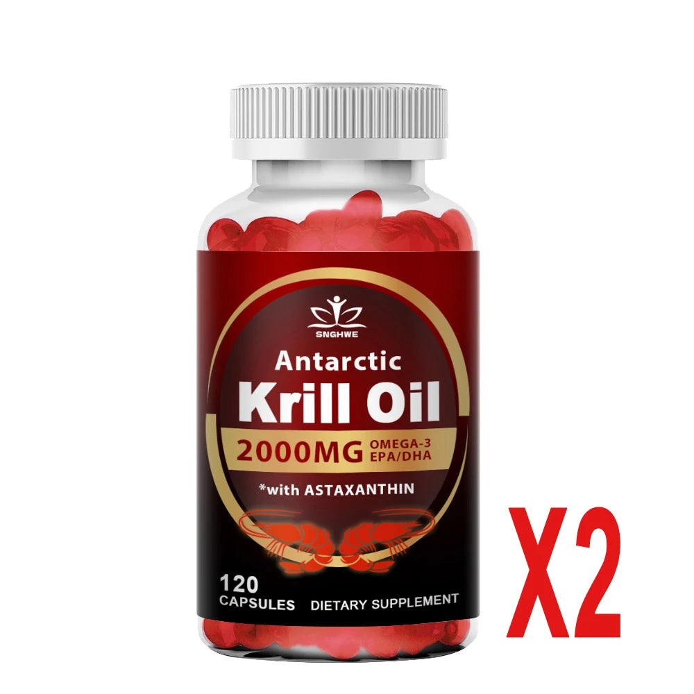 Krill Oil 2000mg Omega-3 – EPA & DHA with Astaxanthin for Heart, Brain & Joint Support