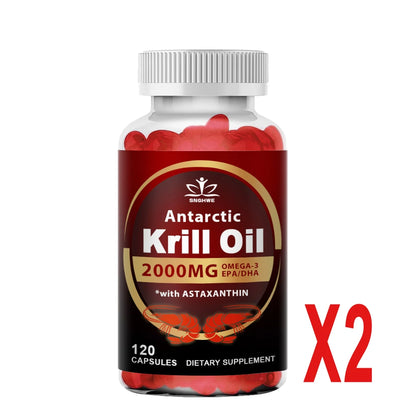 Krill Oil 2000mg Omega-3 – EPA & DHA with Astaxanthin for Heart, Brain & Joint Support
