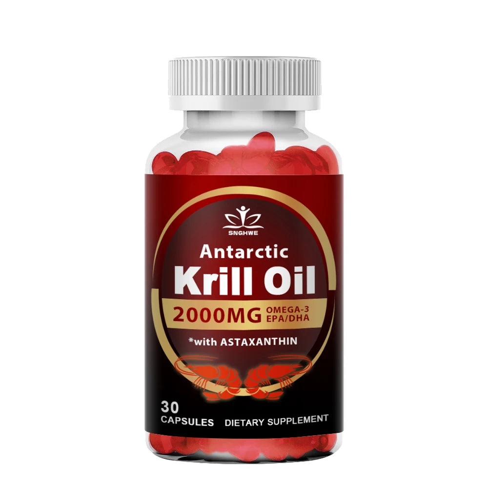 Krill Oil 2000mg Omega-3 – EPA & DHA with Astaxanthin for Heart, Brain & Joint Support
