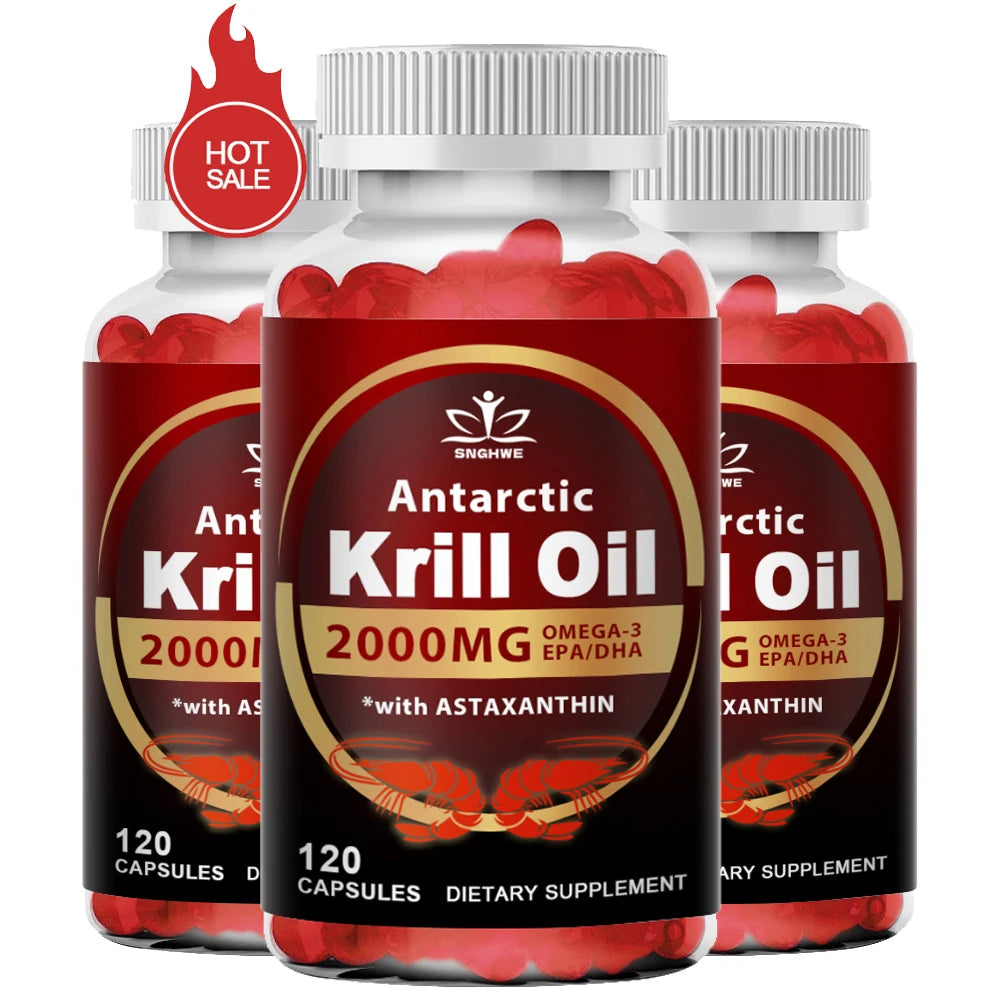 Krill Oil 2000mg Omega-3 – EPA & DHA with Astaxanthin for Heart, Brain & Joint Support
