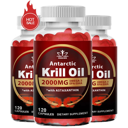 Krill Oil 2000mg Omega-3 – EPA & DHA with Astaxanthin for Heart, Brain & Joint Support