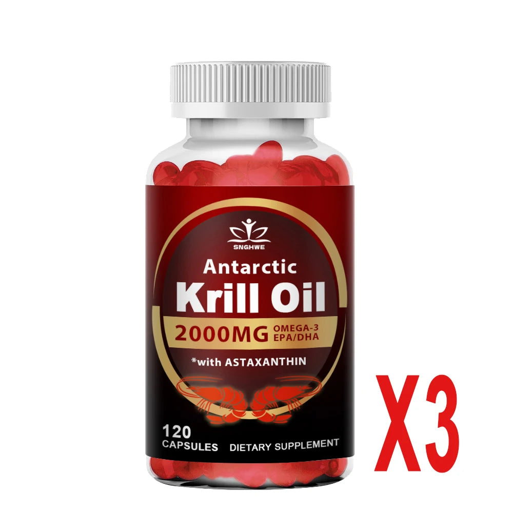 Krill Oil 2000mg Omega-3 – EPA & DHA with Astaxanthin for Heart, Brain & Joint Support