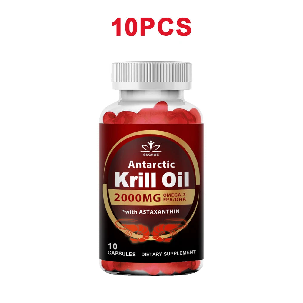 Krill Oil 2000mg Omega-3 – EPA & DHA with Astaxanthin for Heart, Brain & Joint Support