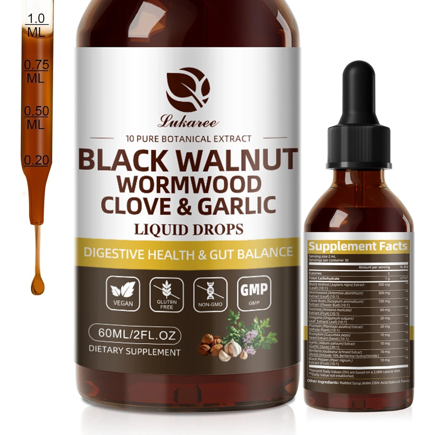 Black Walnut Drop with Wormwood Clove and Garlic