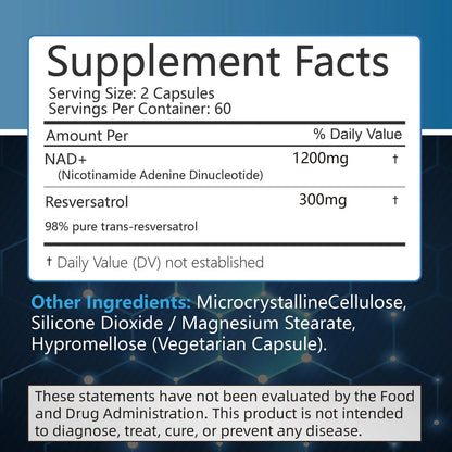NAD+ Support Supplement – Natural Energy & Cellular Health Formula for Daily Vitality