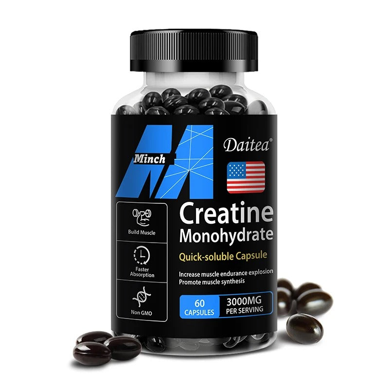 Creatine Monohydrate Capsules – Muscle Strength, Performance & Training Support | Non-GMO, Gluten-Free