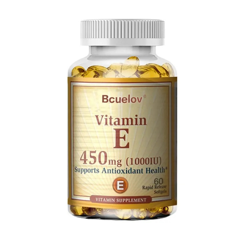 Bcuelov Vitamin E 1000 IU (450 mg) – Skin, Hair & Immune Health Support with Antioxidant Benefits