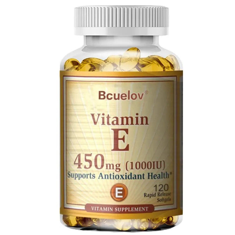 Bcuelov Vitamin E 1000 IU (450 mg) – Skin, Hair & Immune Health Support with Antioxidant Benefits