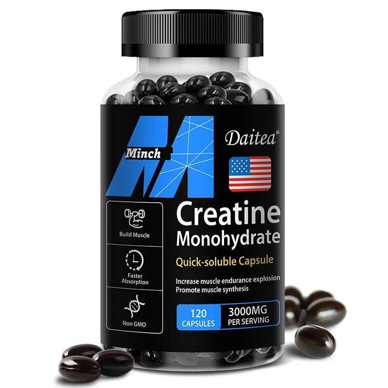 Creatine Monohydrate Capsules – Muscle Strength, Performance & Training Support | Non-GMO, Gluten-Free